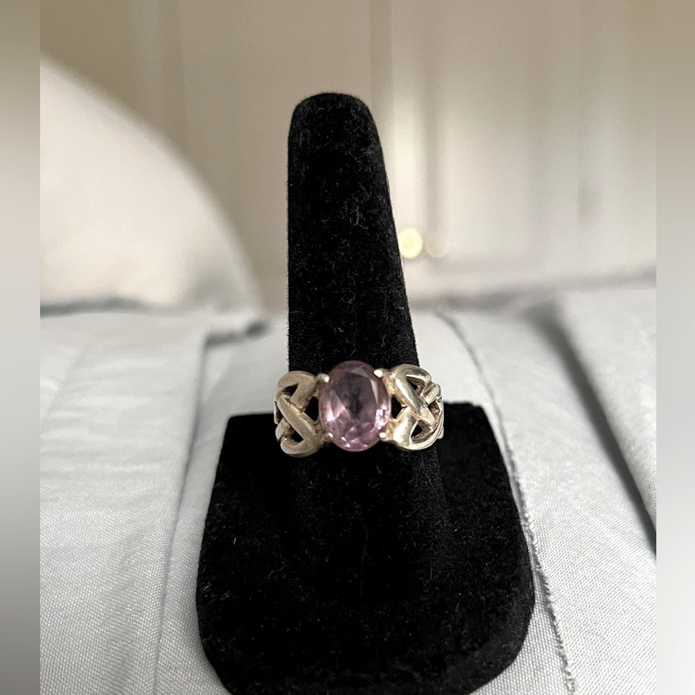 Celtic Knots Amethyst Purple Gem Stone Sterling Silver Ring